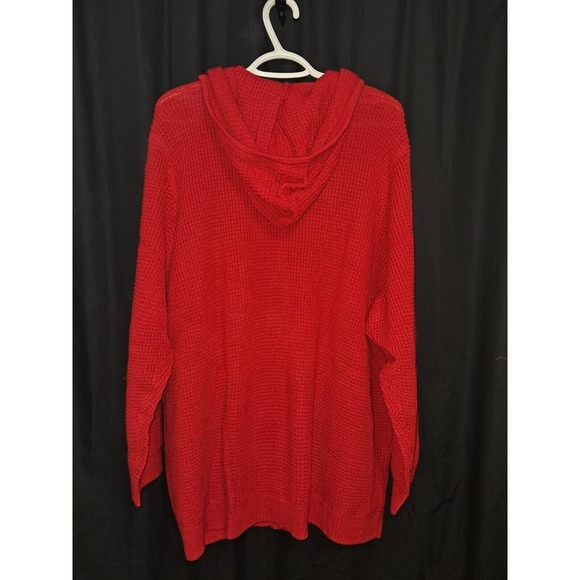Roaman's Full Zip Knit Jacket w/Hood, Red, 2X, See photos for measurements - Picture 2 of 9